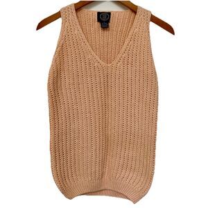 Vtg Gap Peach Sweater Vest Sz Sm Ramie Cotton Openwork Rib Knit V-Neck Pastel